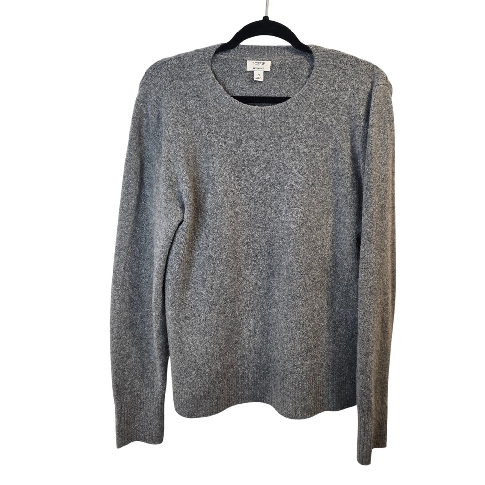 J.Crew Sweater Women Medium Gray Extra-Soft Crewneck Side Slit Knit